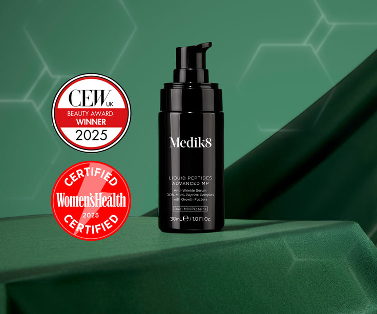 Liquid Peptides Advanced product image with CEW and Womens Health award banners