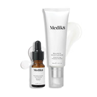 The Balance Moisturiser and Glycolic Acid Activator are displayed with a swatch of products texture besides it. 