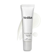 A tube of Blemish SOS stands upright, with a wavy swatch of light-coloured gel and a droplet beside it.