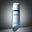 A professional photograph of a blue Press & Clear bottle resting on a grey geometric surface against a grey gradient background. Below the image, clear text identifies this product category as ‘Exfoliating Acids’.